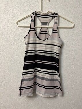 lululemon athletica Striped Racerback Tank - Black & Light Pink